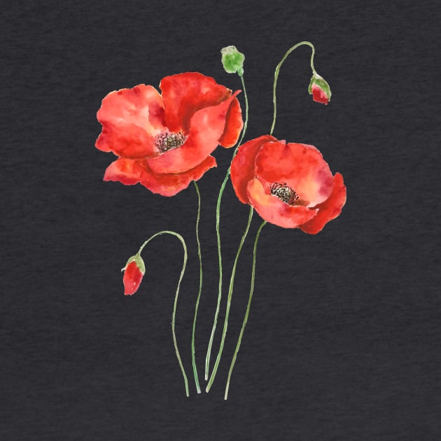 2 orange poppies watercolor by colorandcolor